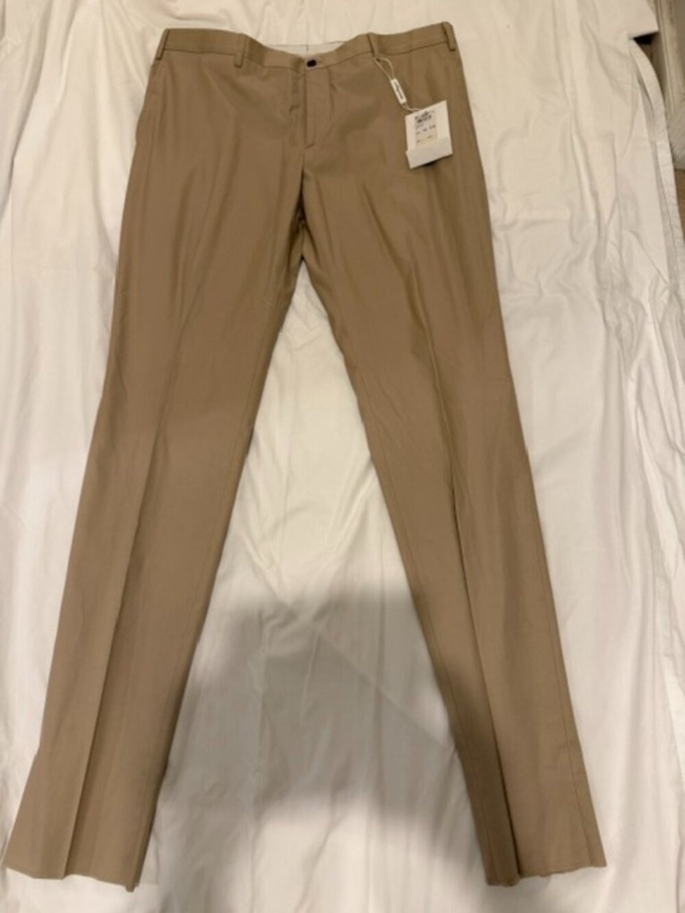 NWT Men's Ferragamo Tailored Khaki Chinos Unhemmed Dress Pants EU 54/US 38